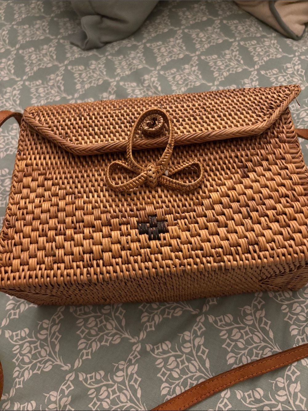 Amerri Woven Straw Crossbody Bag in Natural Brown